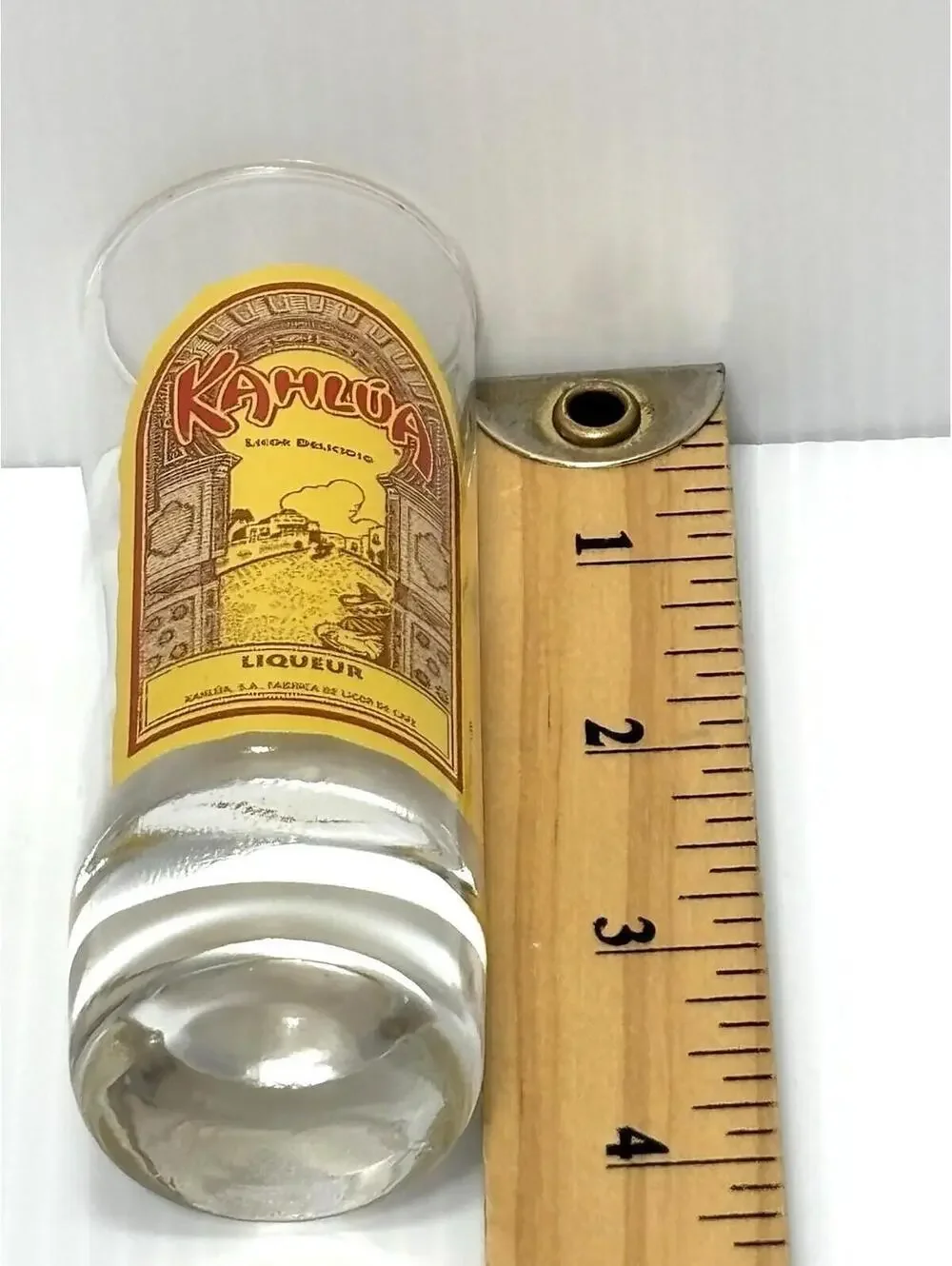 Vintage Kahlua Licor Delicioso Tall Shot Glass 4in Barware Collectible Souvenir